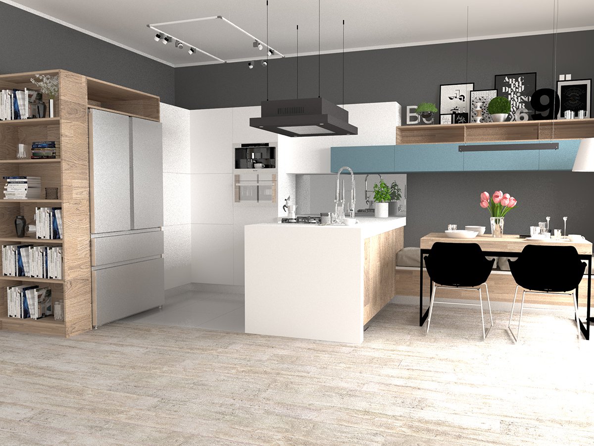 Projekt kuchni z lodówką Haier HB25FSSAAA