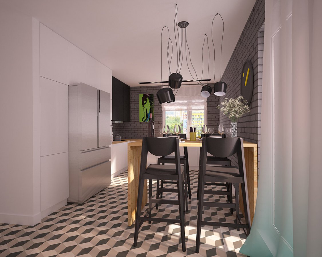 Projekt kuchni z lodówką Haier HB25FSSAAA