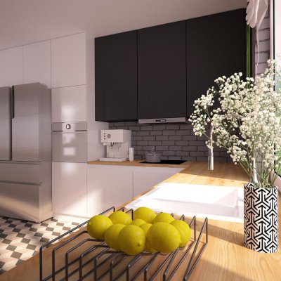 Projekt kuchni z lodówką Haier HB25FSSAAA