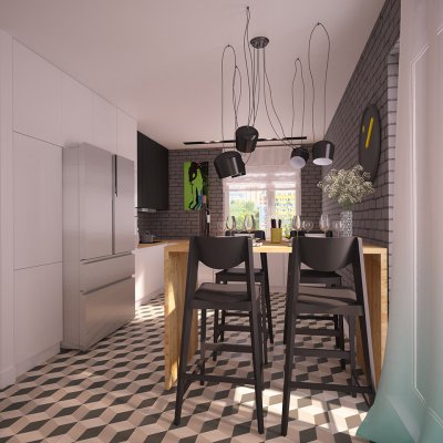 Projekt kuchni z lodówką Haier HB25FSSAAA