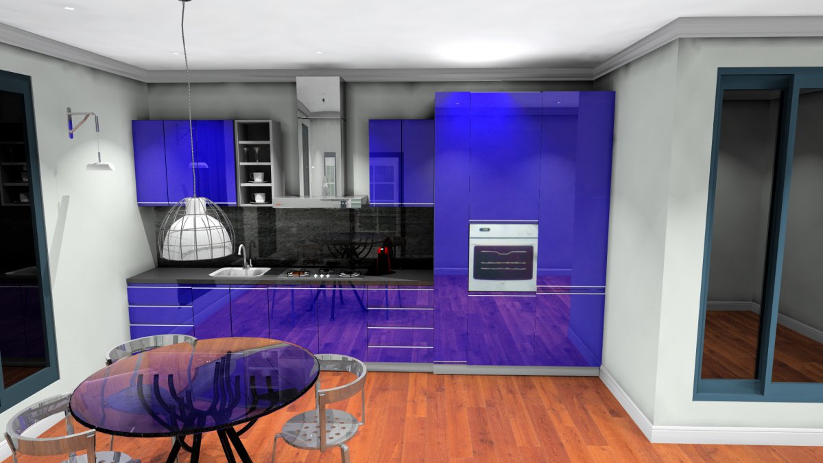 Kuchnia szaro-granatowa. 