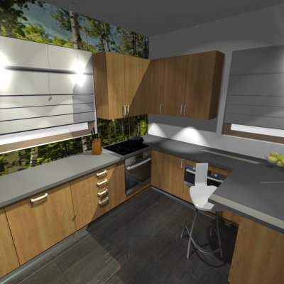 Fornirowana kuchnia w naturalnym stylu. 