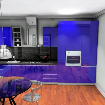 Kuchnia szaro-granatowa. 